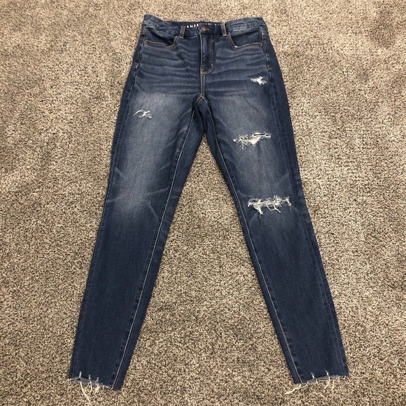 American Eagle Outfitters Denim - American Eagle Pants Womens 6 Blue Denim Dream Jean Raw Hem Ladies 28x28